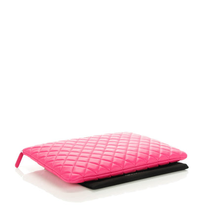 Chanel Lambskin Quilted Large Cosmetic Case Dark Pink 4 of 7