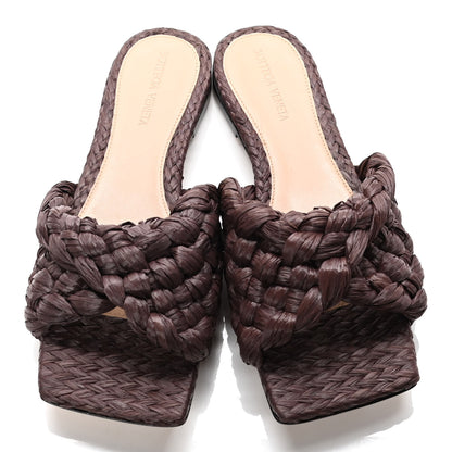 Bottega Veneta Raffia Twisted Intrecciato Stretch Flat Sandals 38 Bitter Chocolate 5 of 10