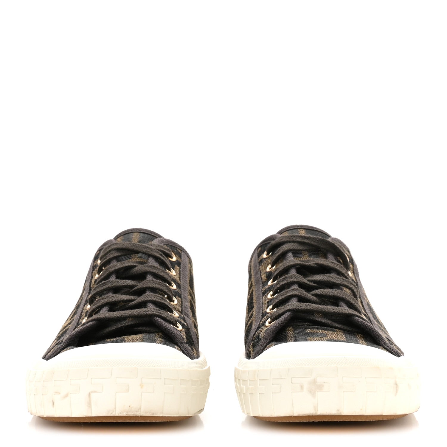 Fendi Fabric Jacquard FF Womens Domino Low Top Sneakers 40 Tobacco 3 of 8