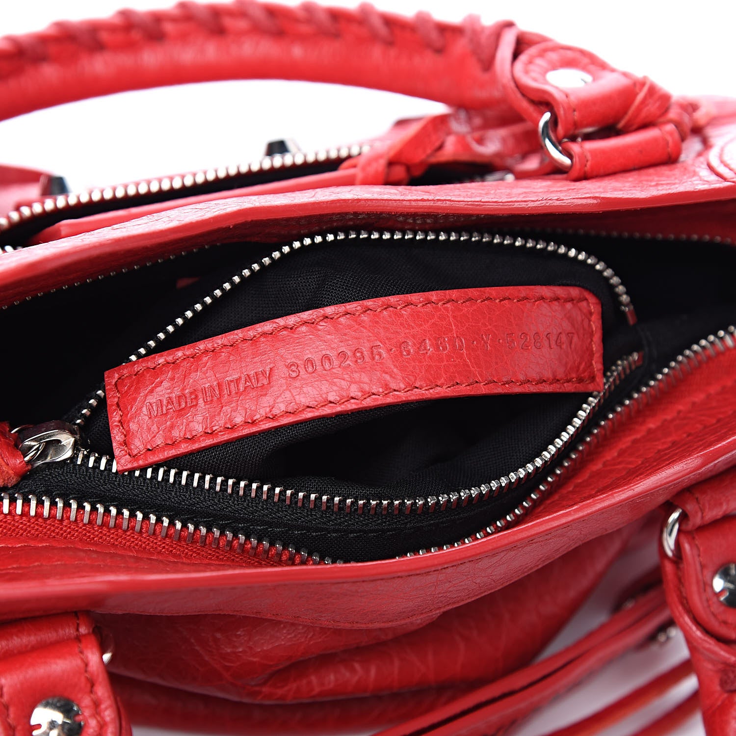 Balenciaga Agneau Classic Silver Hardware Mini City Logo Strap Rouge Cardinal Black 7 of 9