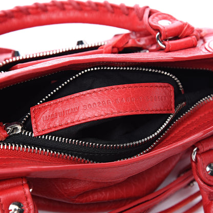 Balenciaga Agneau Classic Silver Hardware Mini City Logo Strap Rouge Cardinal Black 7 of 9