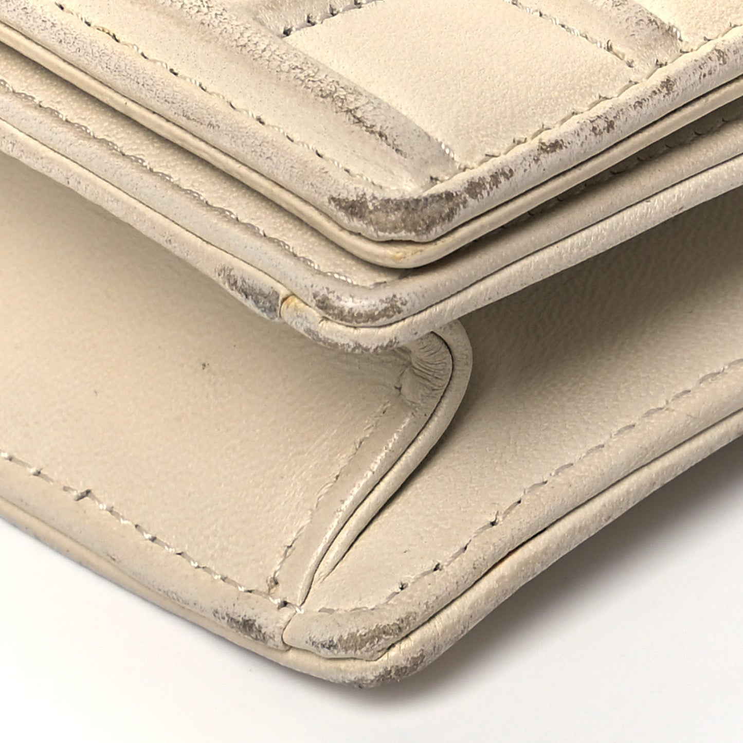 Calfskin Mini Diorama Flap Bag Off White