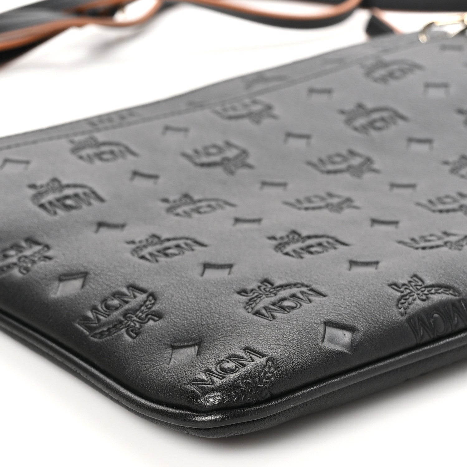 MCM Calfskin Monogram Klara Crossbody Pouch Black 9 of 11