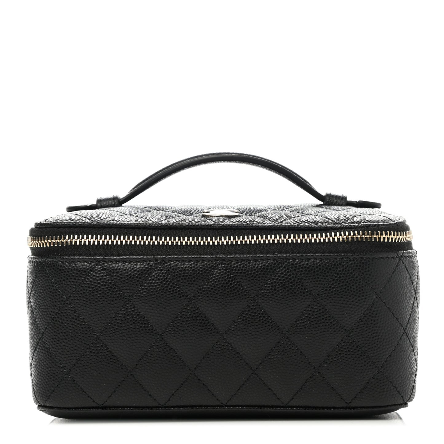 Caviar Quilted Top Handle Jewelry Case Black