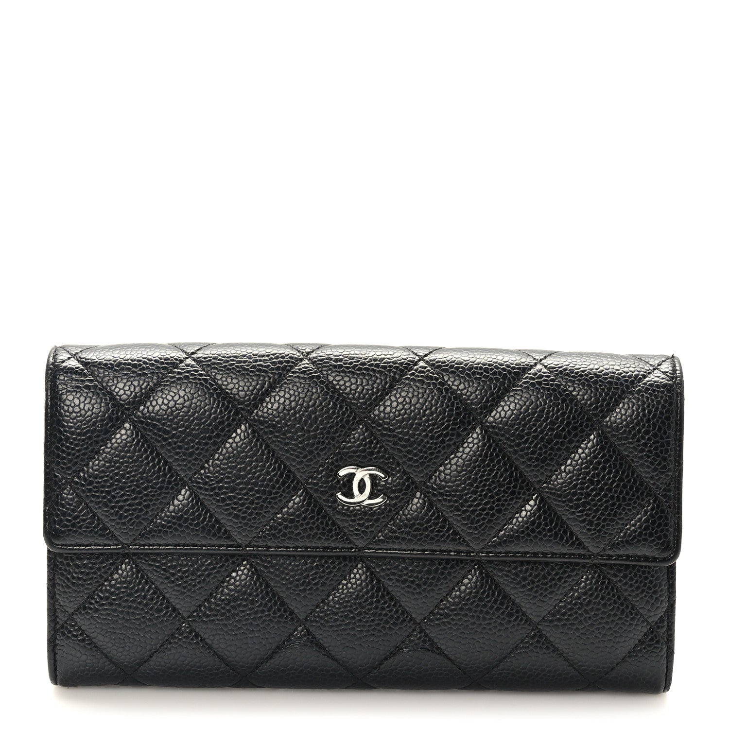 Chanel Caviar Quilted Large Gusset Flap Wallet Black 1 of 7