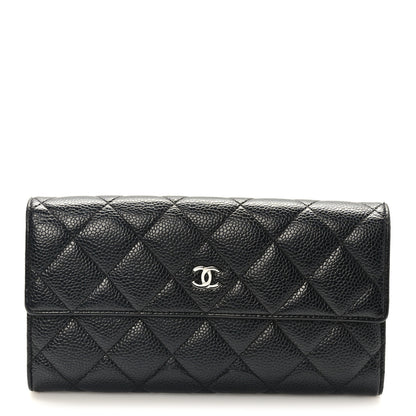 Chanel Caviar Quilted Large Gusset Flap Wallet Black 1 of 7