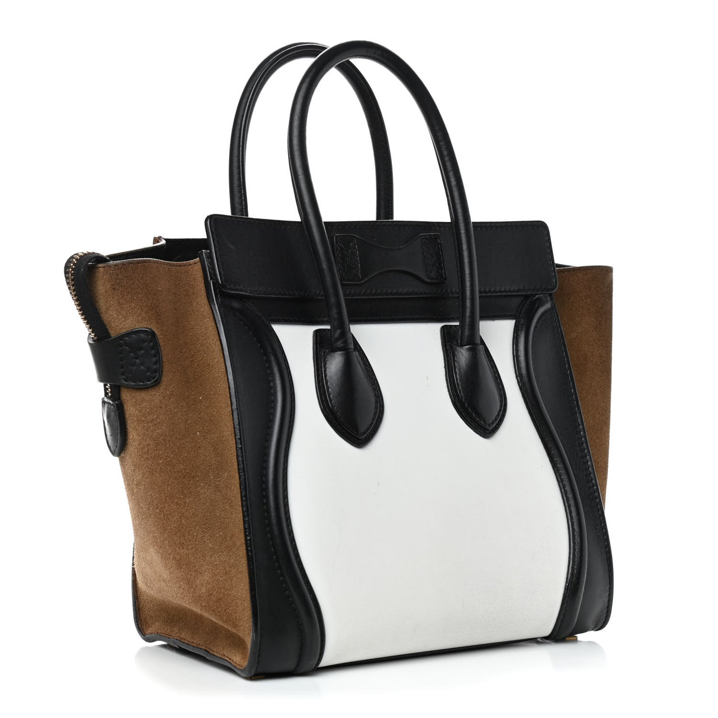 Smooth Calfskin Suede Micro Tri-Color Luggage White
