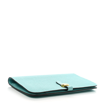 Hermes Taurillon Clemence Dogon Duo Wallet Blue Atoll 5 of 9