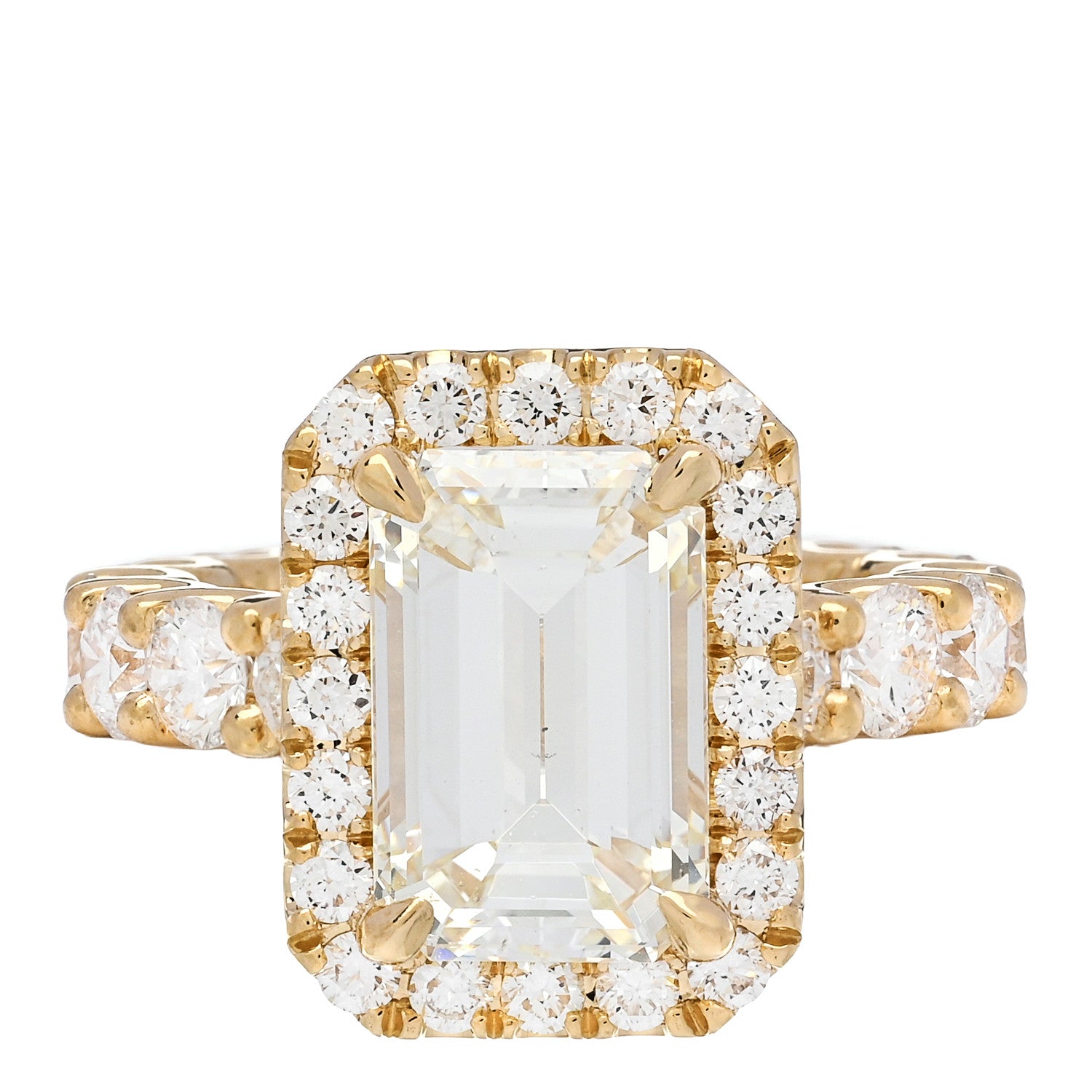 Parker & West by FASHIONPHILE 18K Yellow Gold Diamond 4.94ct Emerald Cut Halo Engagement Ring 51 5.75 1 of 9
