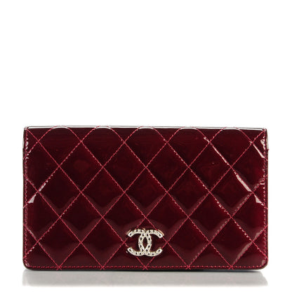 Chanel Patent Quilted Brilliant Yen Wallet Bordeaux 1 of 8