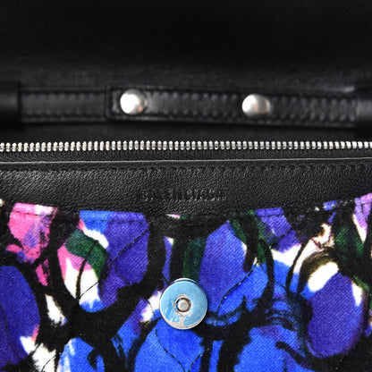 Balenciaga Velvet Floral Quilted BB Wallet On Chain Bleu 4 of 9