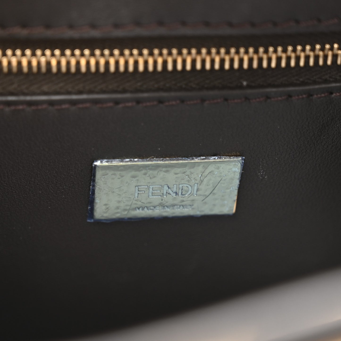 Vitello King Beaded Zucca Mini Peekaboo Iconic Satchel Mogano Panna Ebano