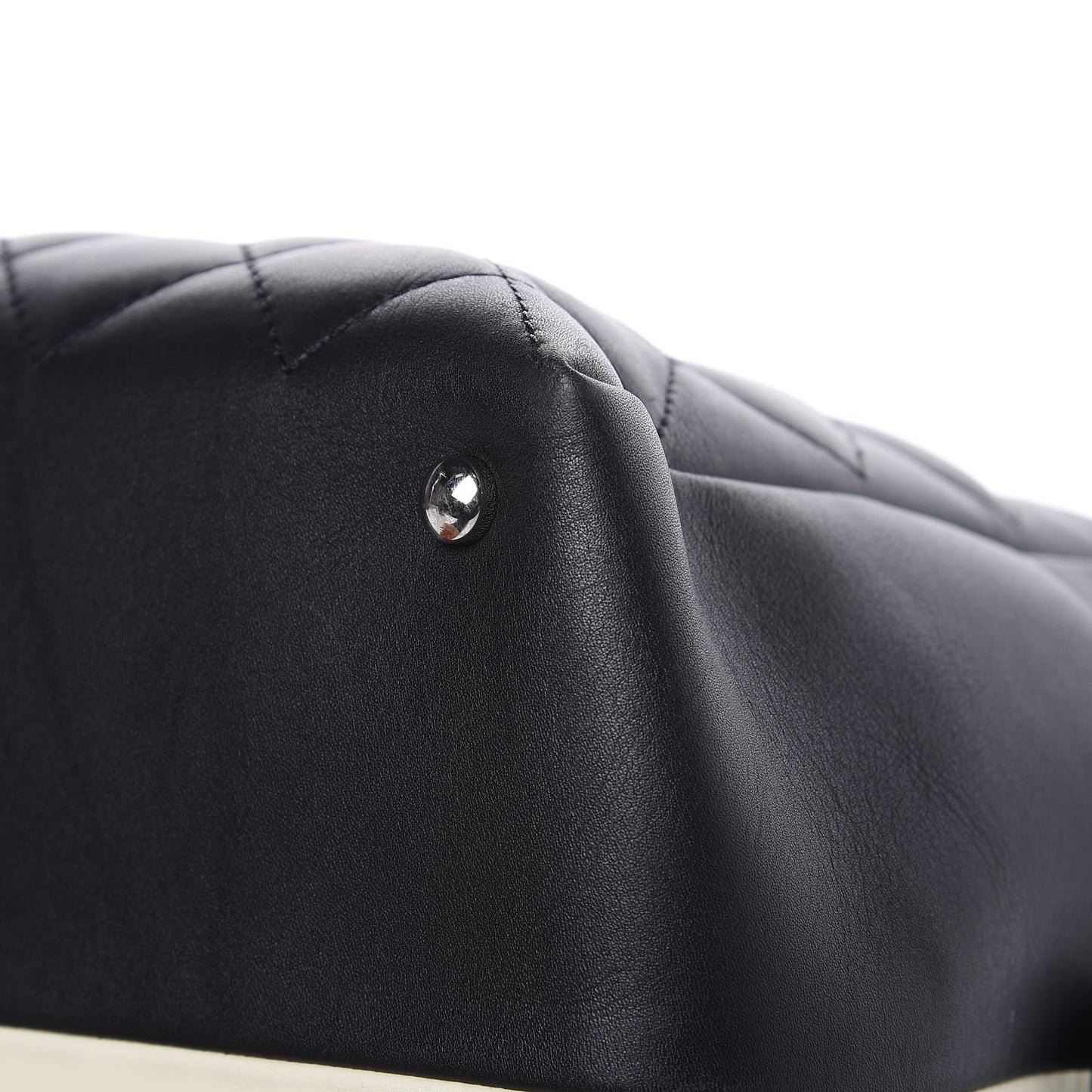 Calfskin Quilted Feather Weight Bowling Bag Black Beige