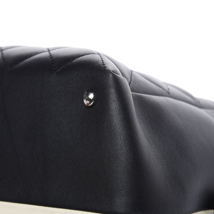 Chanel Calfskin Quilted Feather Weight Bowling Bag Black Beige 13 of 17