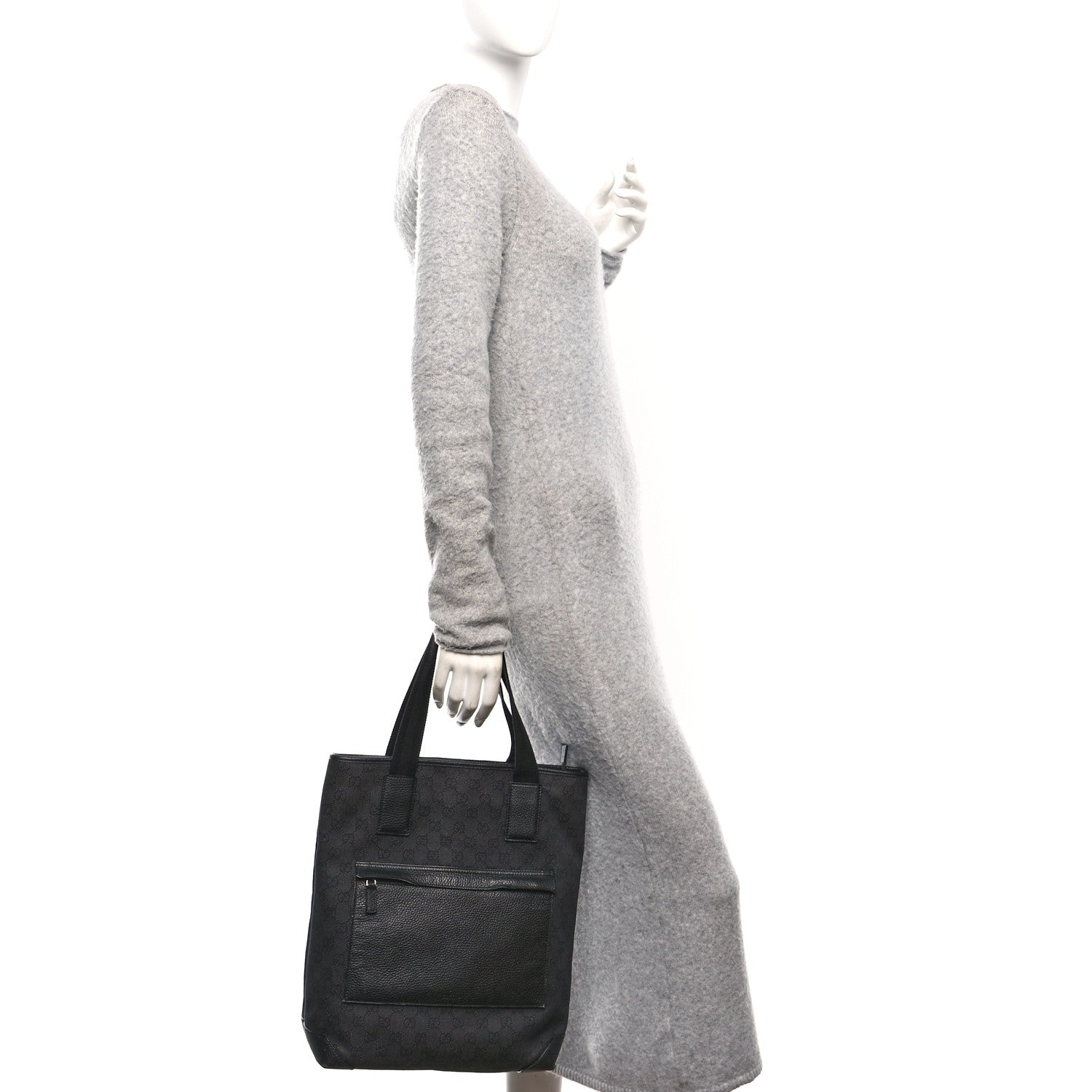 Gucci Denim Monogram Tote Bag Black 2 of 12