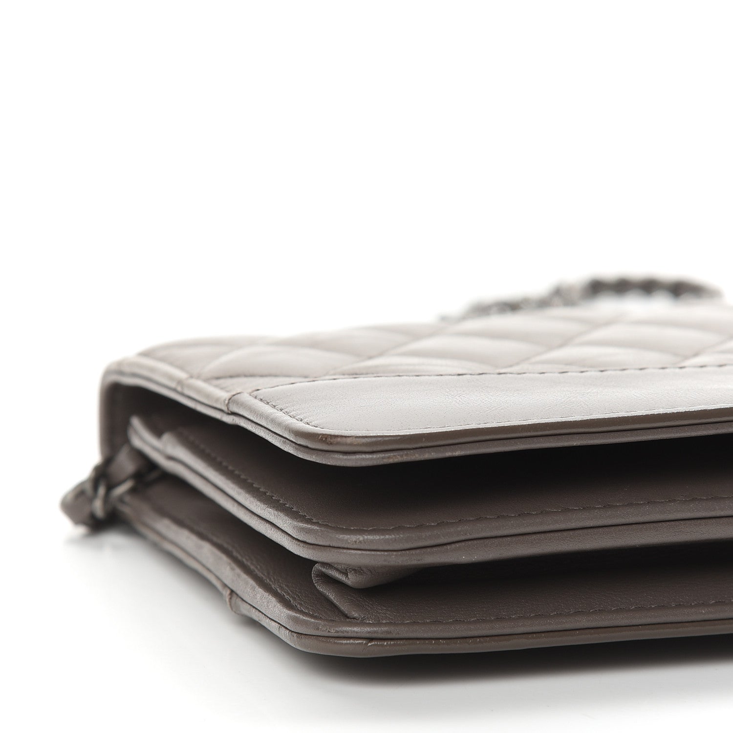 Chanel Aged Calfskin Quilted Gabrielle Wallet On Chain WOC Grey 9 of 12