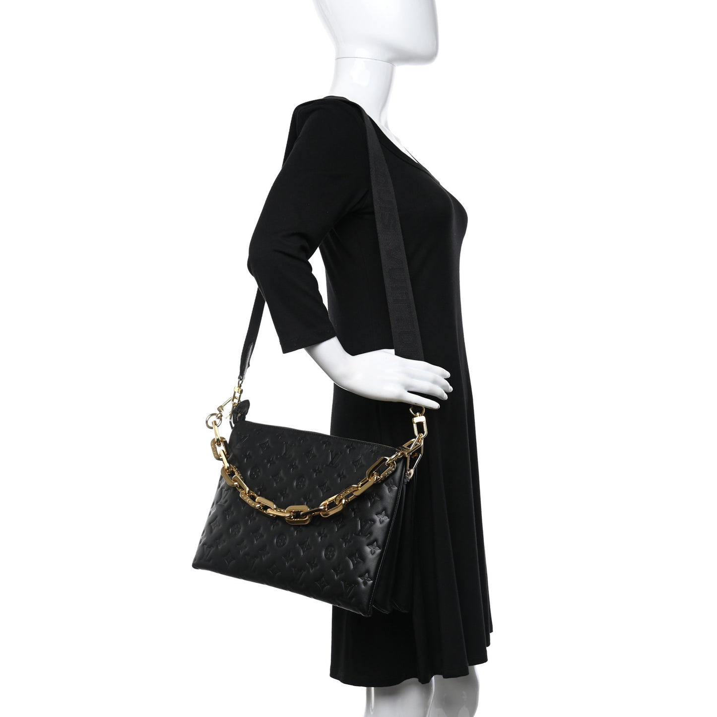 Lambskin Embossed Monogram Coussin MM Black