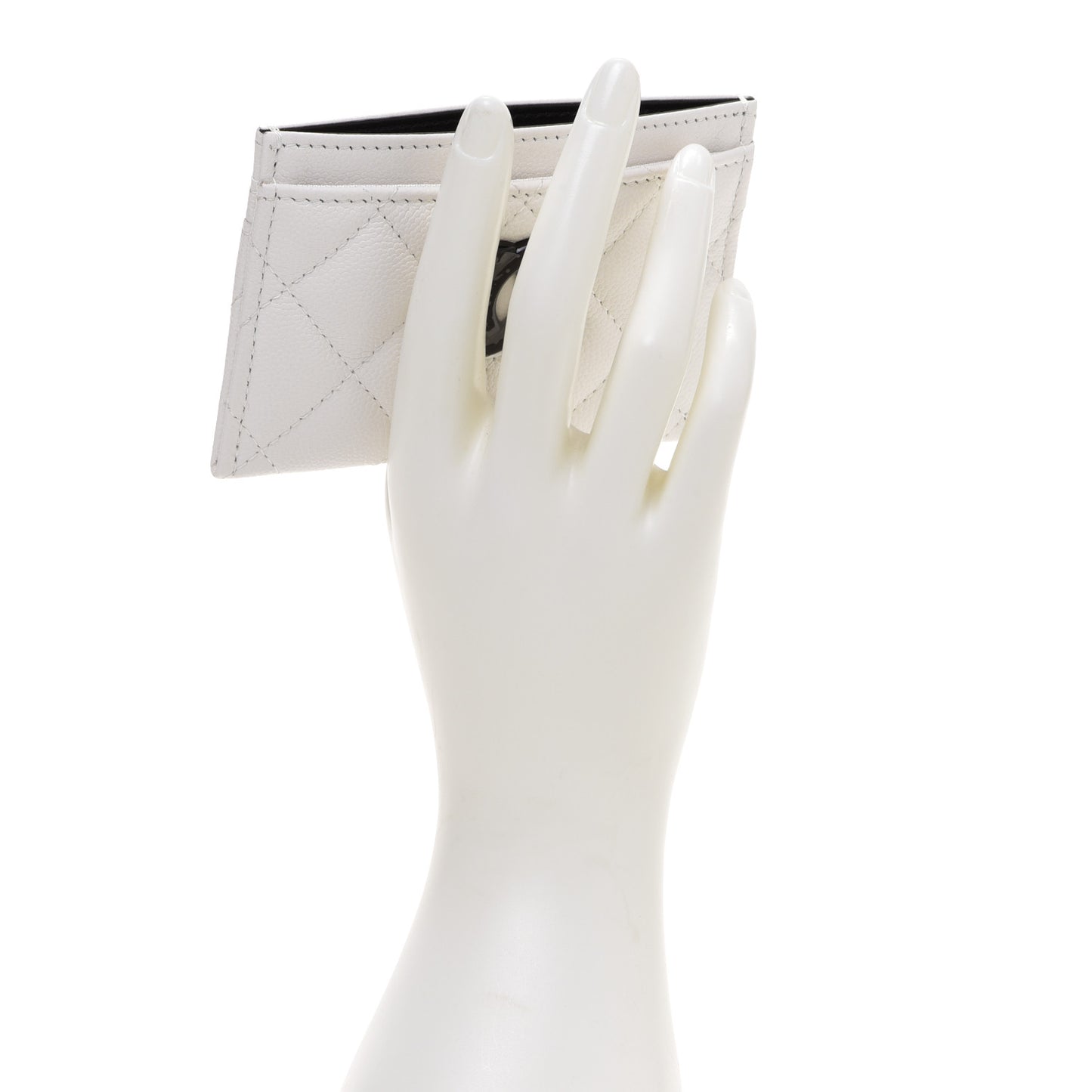 Caviar Quilted My Everything Card Holder White Black
