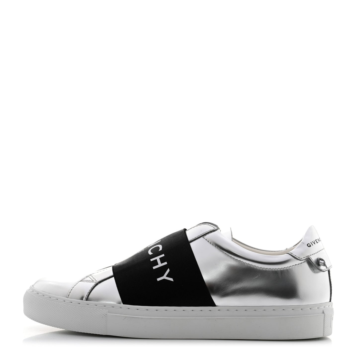 Calfskin Band Logo Womens Urban Street Sneakers 38 Silvery