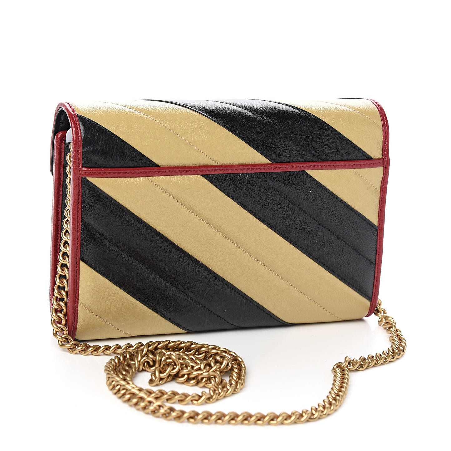 Azalea Calfskin Matelasse Diagonal Patchwork Torchon GG Marmont Chain Wallet Black Beige Romantic Cerise