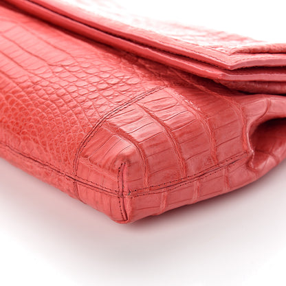 Nancy Gonzalez Crocodile Foldover Clutch Red 7 of 7