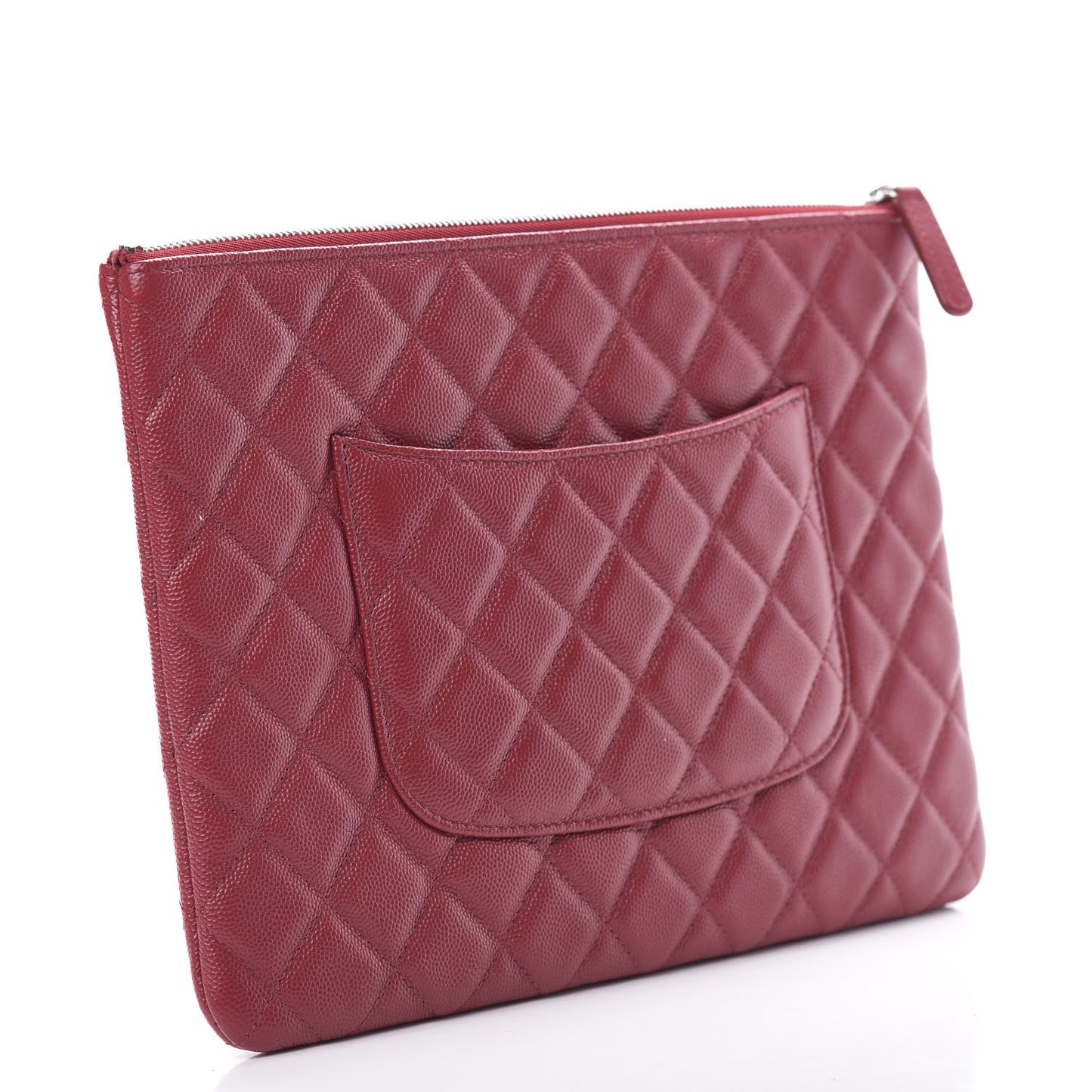 Caviar Quilted Medium Cosmetic Case Dark Red