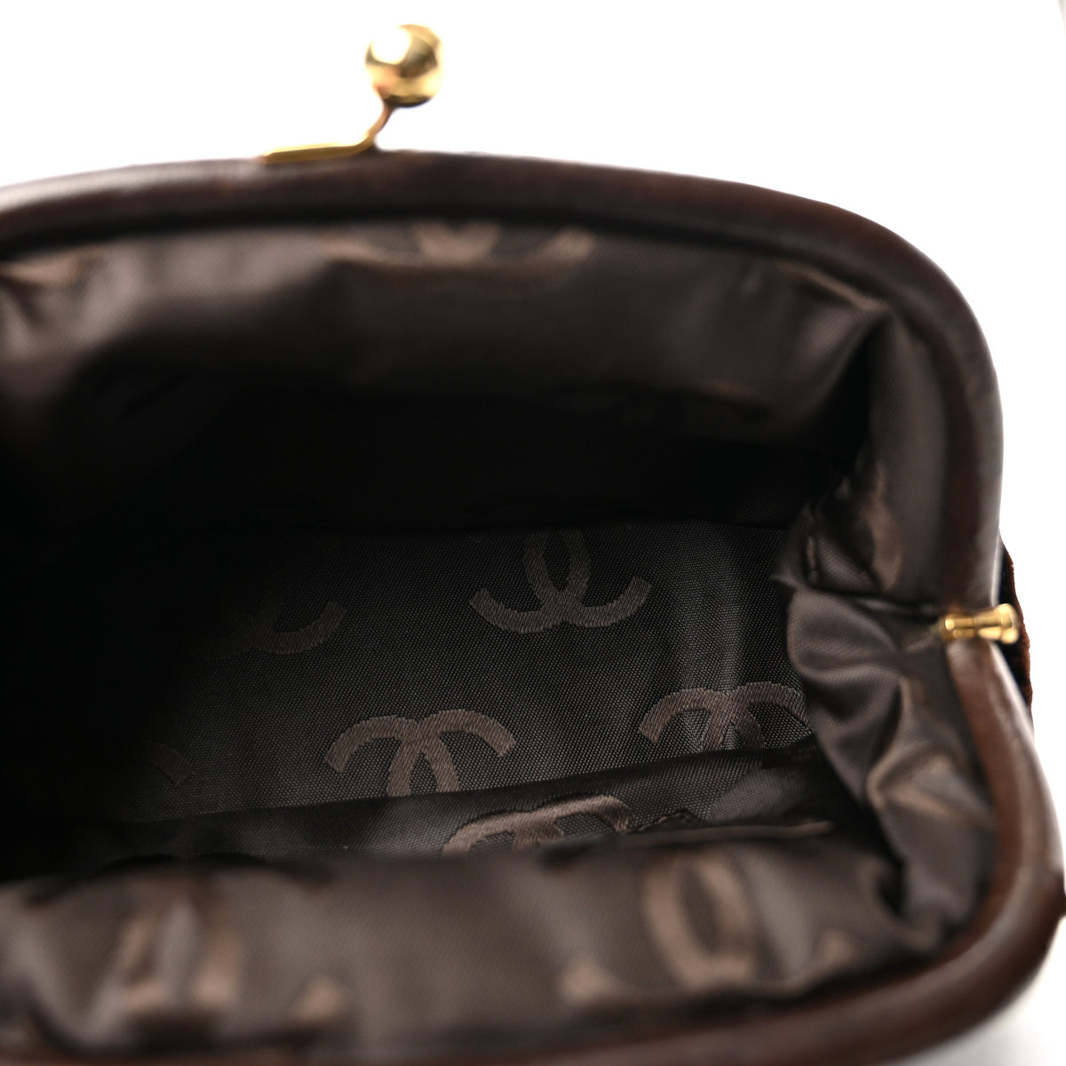Velvet Kiss Lock Clutch Brown