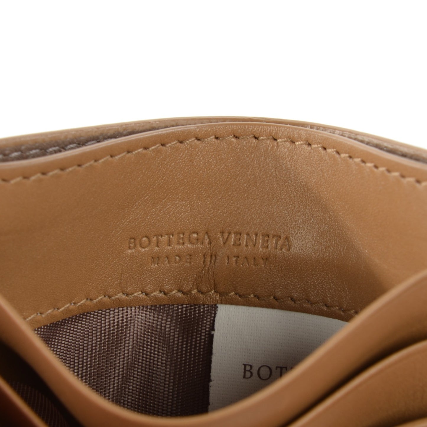 Nappa Intrecciato Card Case Camel