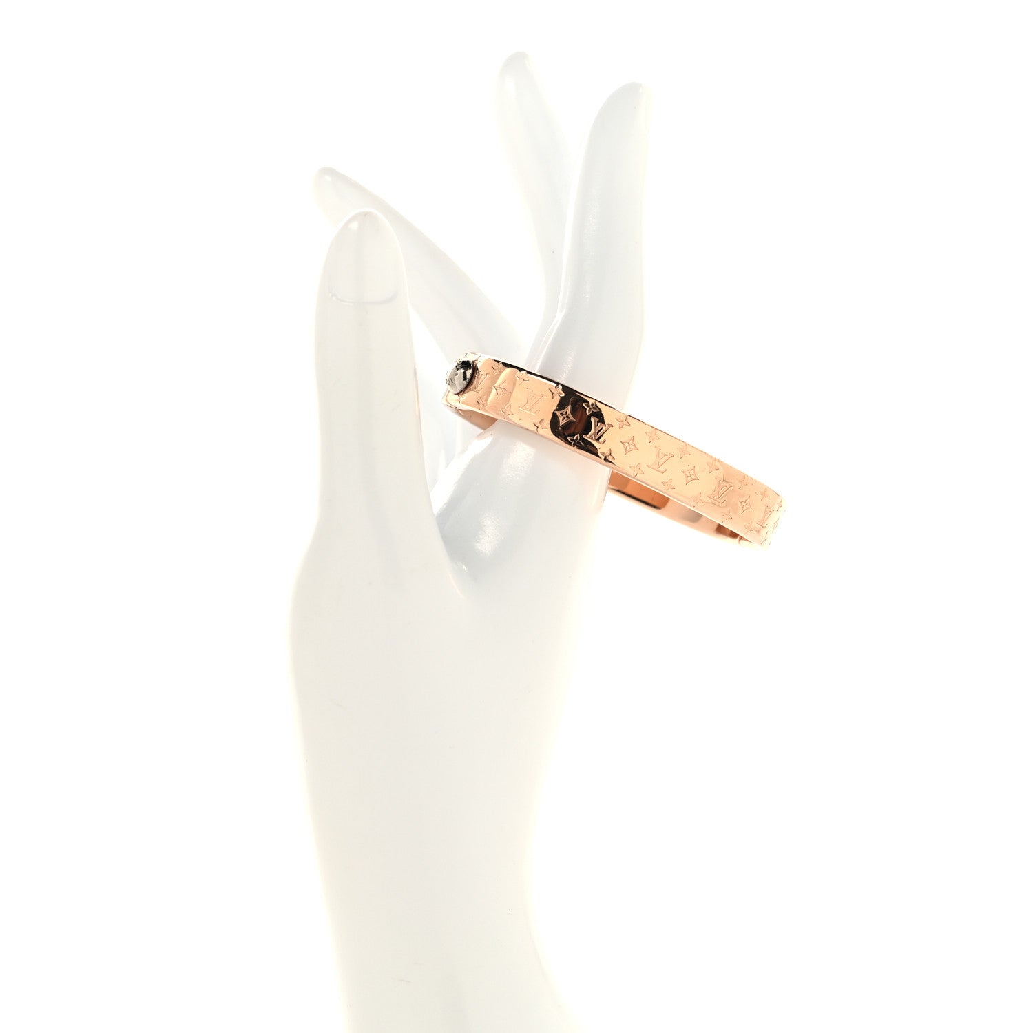 Louis Vuitton Brass Monogram Nanogram Cuff S Pink Gold 2 of 6