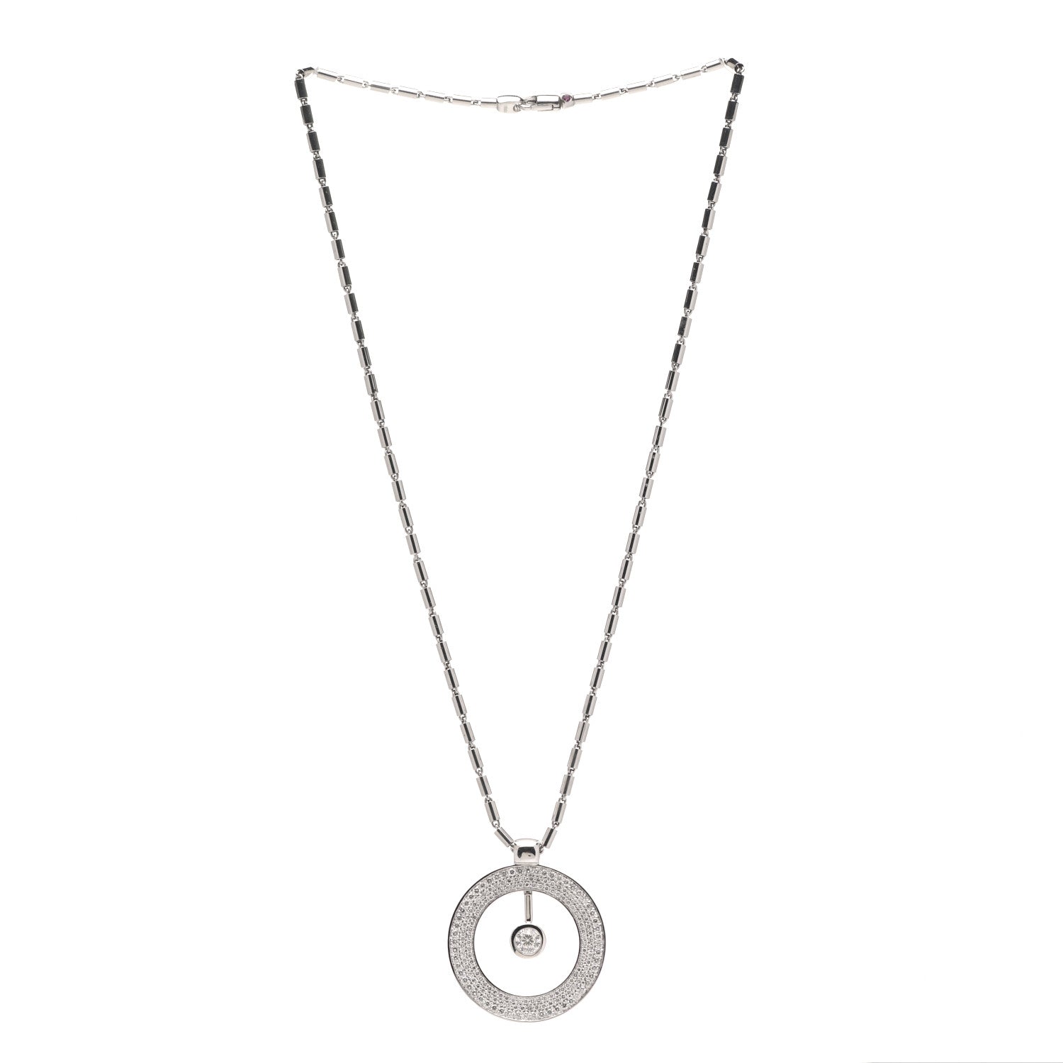 Roberto Coin 18K White Gold Diamond Large Cento O Pendant Necklace 3 of 6