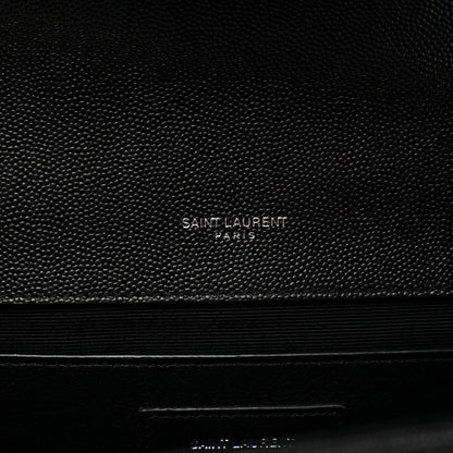 Saint Laurent Grain De Poudre Textured Mixed Matelasse Triquilt Medium Monogram Satchel Black 6 of 11
