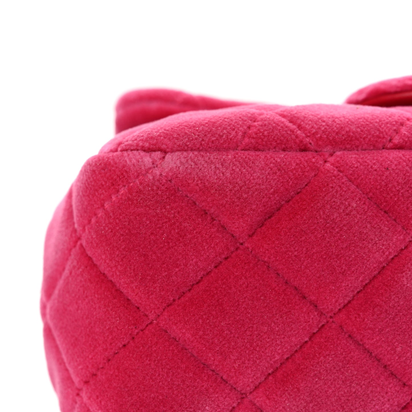 Velvet Quilted Mini Square Pearl Crush Flap Fuchsia