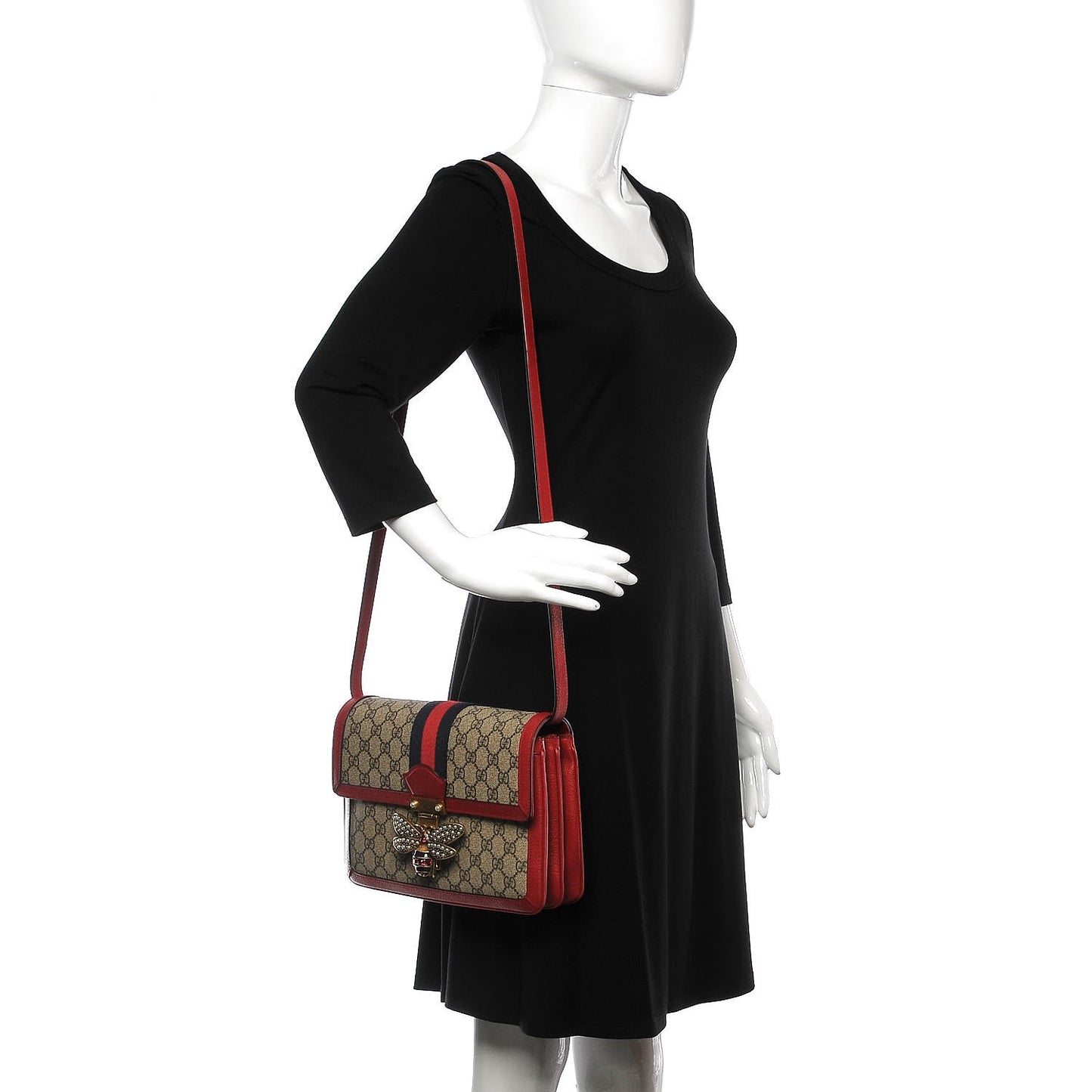 GG Supreme Monogram Medium Queen Margaret Shoulder Bag Red