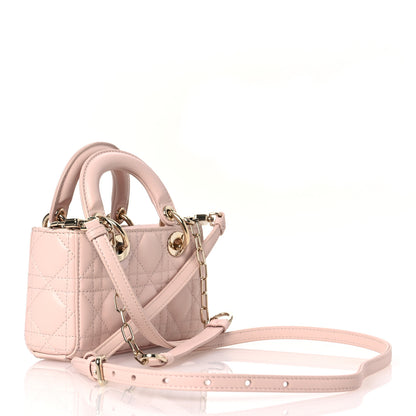 Christian Dior Lambskin Cannage Micro Lady D-Joy Rose Poudre 3 of 17