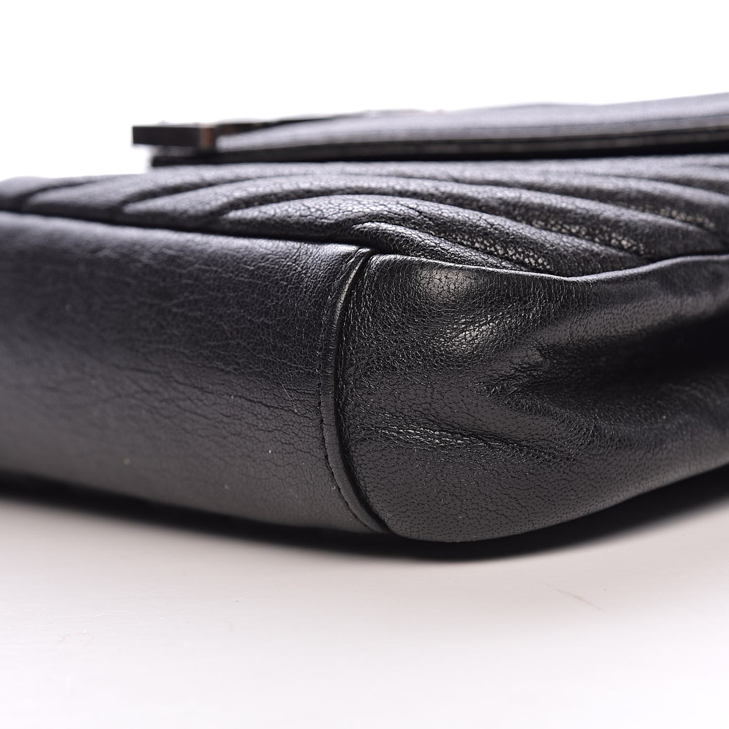 Sheepskin Matelasse Chevron Monogram Medium College Bag Black
