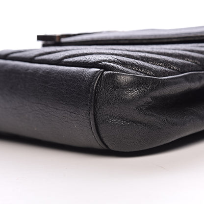 Saint Laurent Sheepskin Matelasse Chevron Monogram Medium College Bag Black 10 of 11