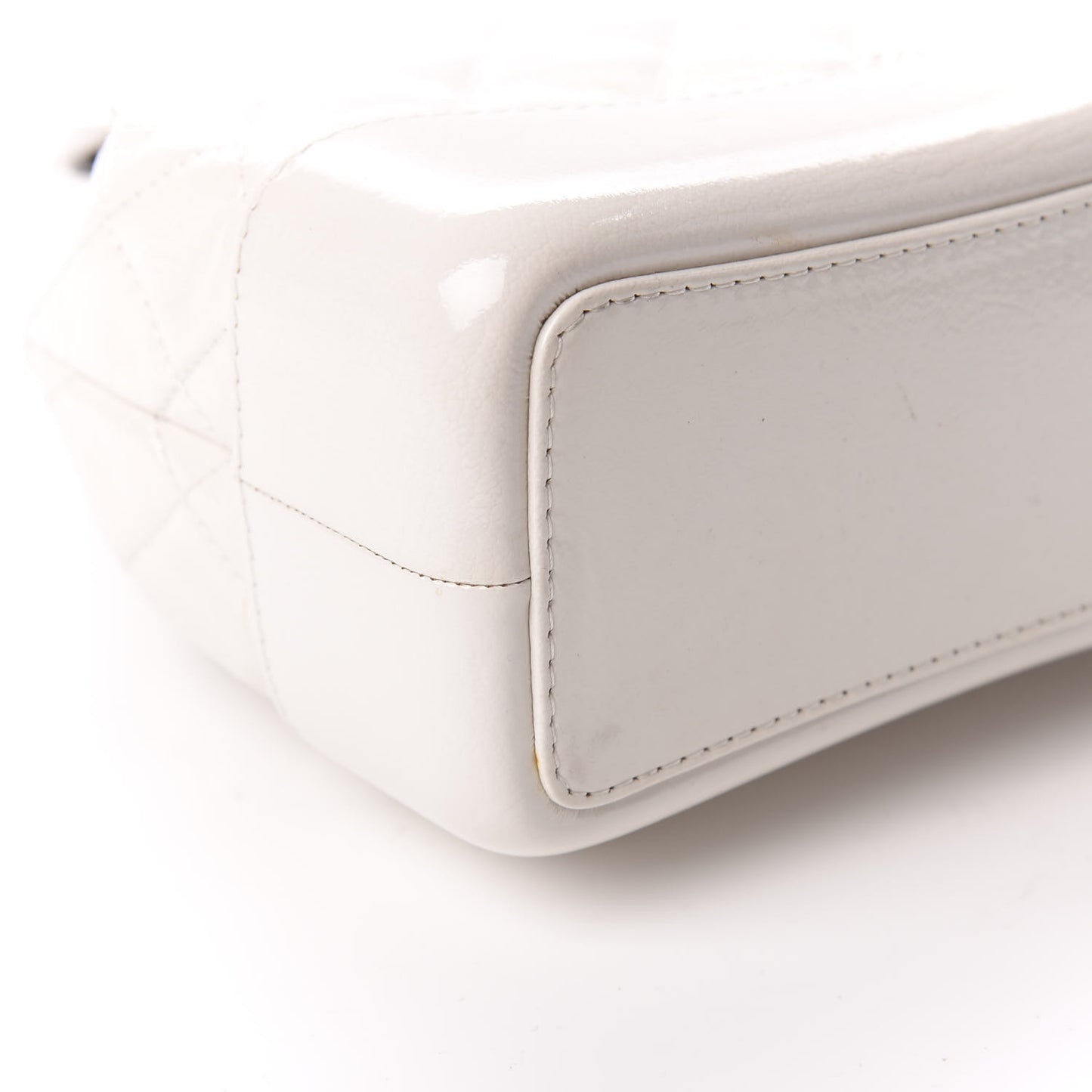 Patent Goatskin Quilted Small Gabrielle Backpack White