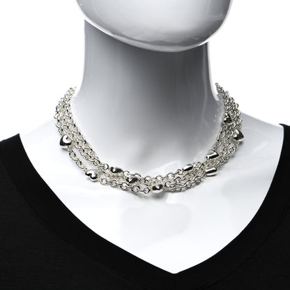 Tiffany Sterling Silver Puff Heart Multi Strand Necklace 2 of 4