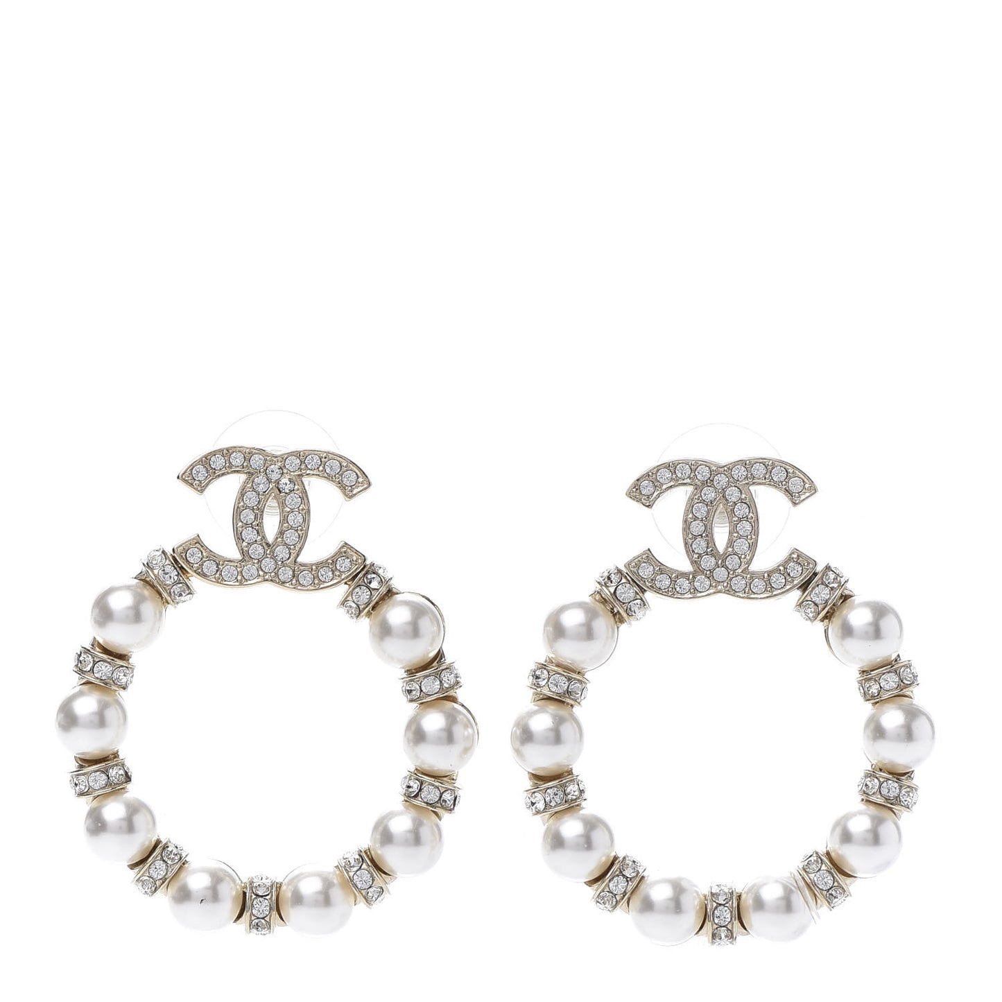 Pearl Crystal Nefertiti CC Drop Earrings Gold
