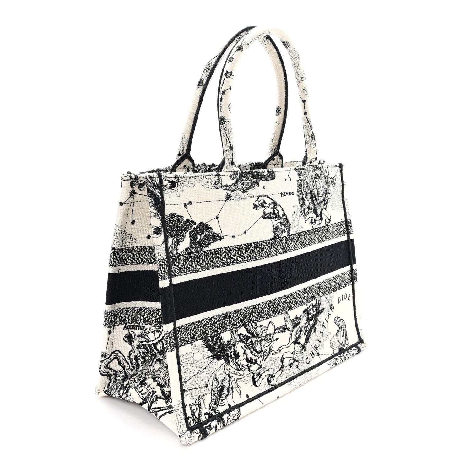 Christian Dior Canvas Zodiac Toile De Jouy Embroidered Medium Book Tote Latte 3 of 10
