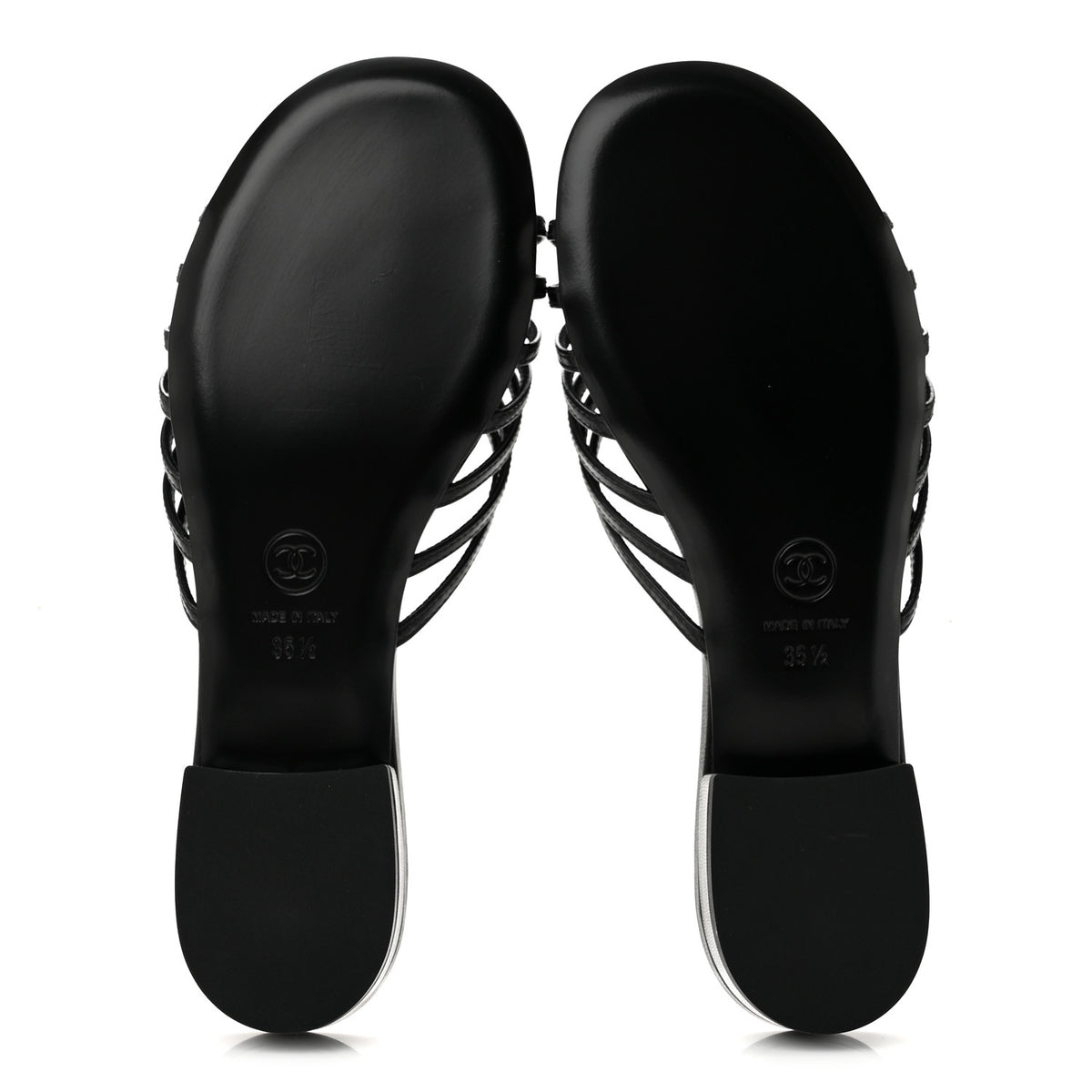 Goatskin Caged CC Slide Sandals 35.5 Black