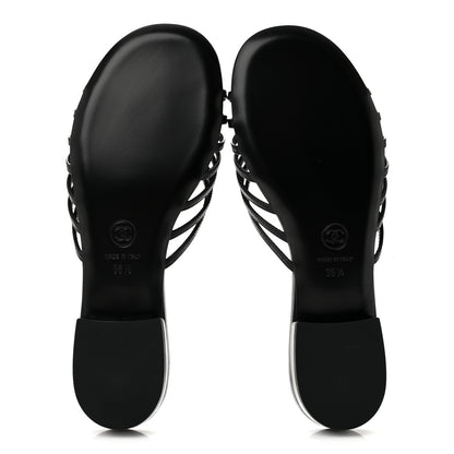 Chanel Goatskin Caged CC Slide Sandals 35.5 Black 6 of 9