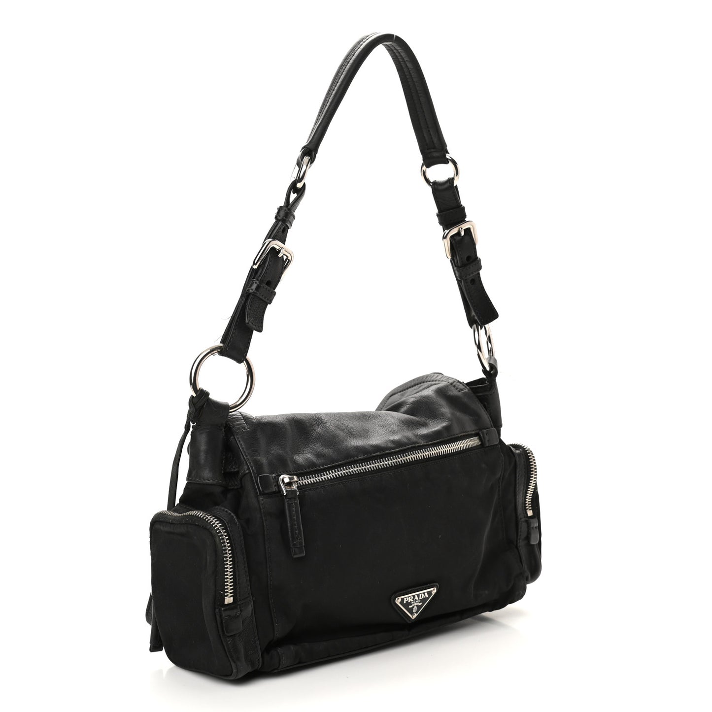 Tessuto Nylon Vitello Shoulder Bag Black