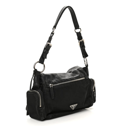 Prada Tessuto Nylon Vitello Shoulder Bag Black 3 of 12