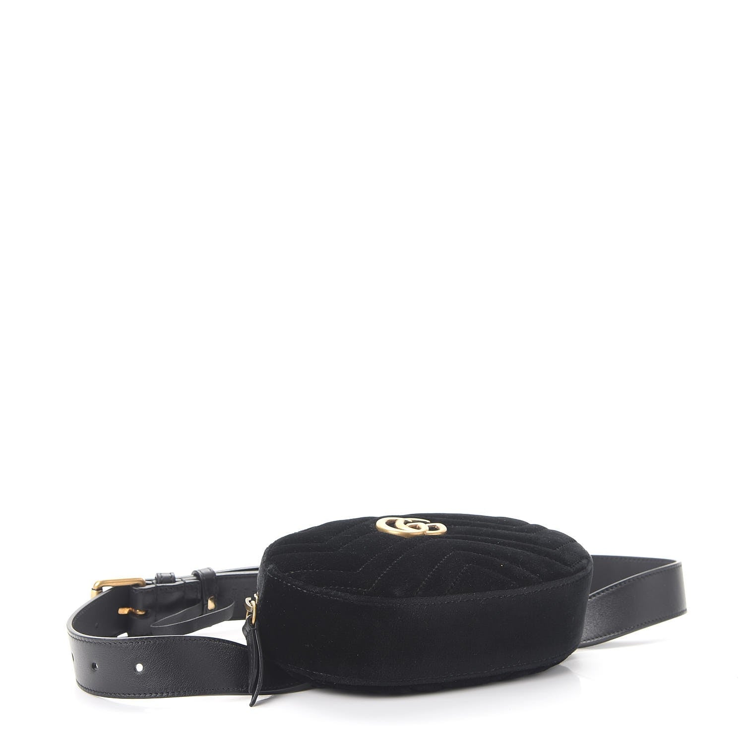 Gucci Velvet Matelasse GG Marmont Belt Bag 85 34 Black 5 of 10