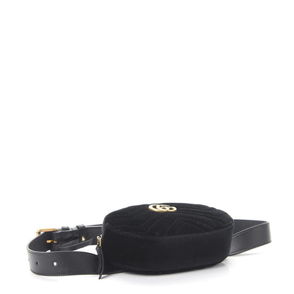 Gucci Velvet Matelasse GG Marmont Belt Bag 85 34 Black 5 of 10