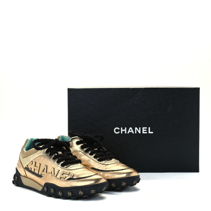 Chanel Metallic Satin Finish CC Womens Sneakers 38 Gold 11 of 11