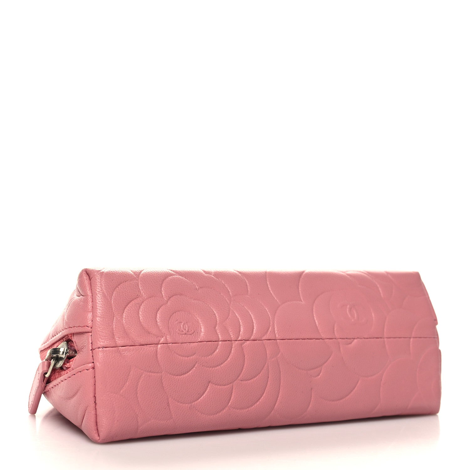 Chanel Lambskin Camellia Embossed Cosmetic Case Pink 4 of 11