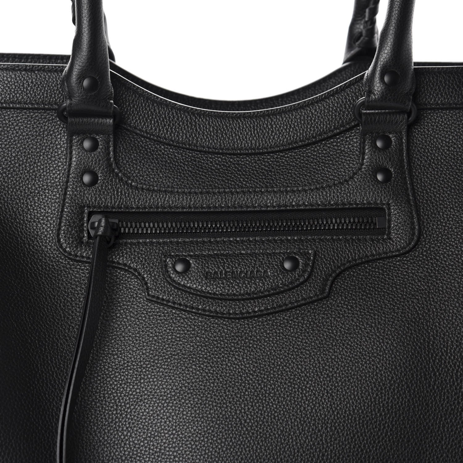 Balenciaga Grained Calfskin Neo Classic Black Hardware Large Top Handle Bag Black 10 of 10