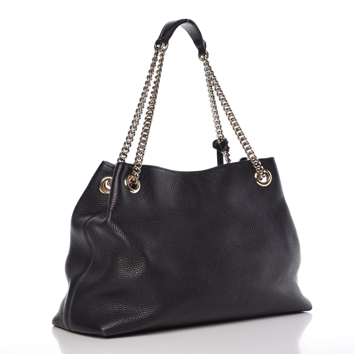 Pebbled Calfskin Medium Soho Chain Shoulder Bag Black